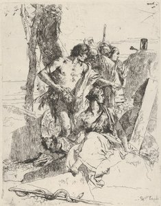 Opdagelsen af Punchinellos grav fra Scherzi, ca. 1743-50. af Giovanni Battista Tiepolo
