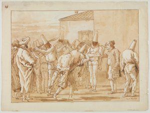 Punchinellos prygl, ca. 1800 af Giovanni Battista Tiepolo