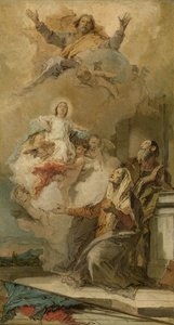 Den ubesmittede undfangelse (Joachim og Anna modtager Jomfru Maria fra Gud Faderen) Jomfru Maria præsenteret for de hellige Joachim og Anna af Gud Faderen af Giovanni Battista Tiepolo