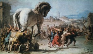 Processionen af den trojanske hest til Troja, c1760 af Giovanni Battista Tiepolo