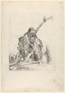 Tre mænd stående ved siden af en hest, fra Scherzi, ca. 1740. af Giovanni Battista Tiepolo