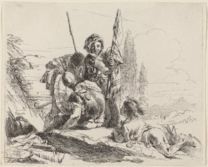 Tre soldater og en ung af Giovanni Battista Tiepolo