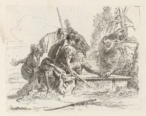 To soldater og to kvinder, fra Vari capricci (Various Capriccios) af Giovanni-Battista Tiepolo