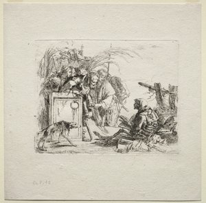Forskellige Caprices: Death Giving Publikum, 1785. af Giovanni Battista Tiepolo