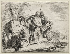 Forskellige Caprices: Astrologen og den unge soldat. af Giovanni Battista Tiepolo