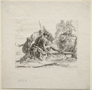 Forskellige Caprices: De to soldater og de to kvinder af Giovanni-Battista Tiepolo