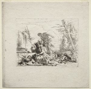 Forskellige caprices: Kvinden i håndjern, 1785. af Giovanni Battista Tiepolo