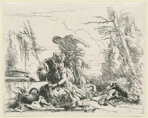 Kvinder og mænd om en brændende knogler af Giovanni Battista Tiepolo