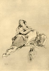 Ung kvinde sidder og holder en kande ved sin side, midten af det 18. århundrede, 1928 af Giovanni Battista Tiepolo