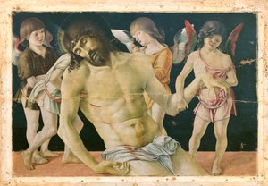 Død Kristus støttet af engle, ca. 1475 (olie og tempera på træplade) af Giovanni Bellini