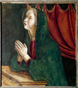 Polyptykon af Saint Vincent Ferrier: Jomfru af bebudelsen (Polyptych of St Vincent Ferrer: Virgin of the Annunciation) Maleri af Giovanni Bellini dit il Giambellino (ca. 1432-1516) 1464-1468 Dim 72x67 cm Venedig kirken Paolo Giovanni af Giovanni Bellini