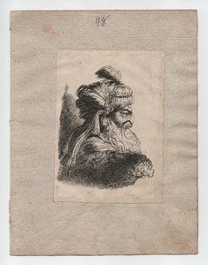 Tyrkisk hoved med turban, ca. 1760 (stik) af Giovanni Benedetto (1609 64) (after) Castiglione