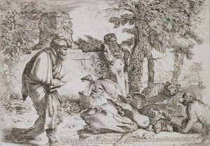 Diogenes leder efter en ærlig mand (ætsning) af Giovanni Benedetto Castiglione