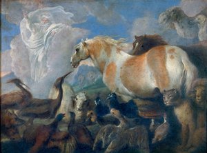 Skabelsen (1. Mosebog). Maleri af Giovanni Benedetto Castiglione (1610-1665), olie på lærred, midten af ​​1600-tallet. Italiensk kunst (Genova) af Giovanni Benedetto Castiglione