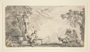 En Satyr hviler under en Herm af Giovanni Benedetto Castiglione