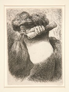 Figur Holding a Large Banderole, fra serien Small Studies of Heads af Giovanni Benedetto Castiglione