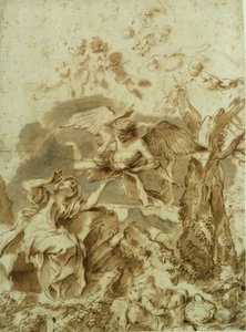 Hagar og Ismael i ørkenen af Giovanni Benedetto Castiglione