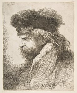 Hovedet af en gammel mand, der vender mod venstre, fra serien af store orientalske hoveder, ca. 1645-50. af Giovanni Benedetto Castiglione