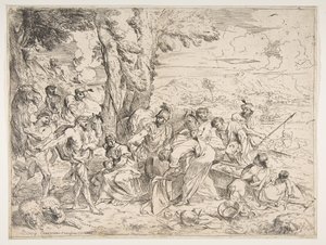 Laban søger efter idoler blandt Jacobs ejendele, ca. 1635-40. af Giovanni Benedetto Castiglione