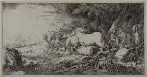 Noah og dyrene på vej ind i arken af Giovanni Benedetto Castiglione