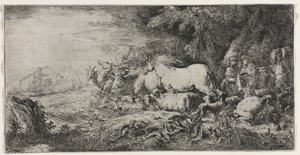 Noah og dyrene på vej ind i arken af Giovanni Benedetto Castiglione