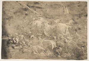Noa og dyrene på vej ind i arken, 1650-55. af Giovanni Benedetto Castiglione