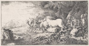 Noa og dyrene på vej ind i arken, ca. 1650-55.
