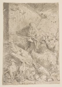 Noa lukkede dyrene ind i arken, ca. 1630. af Giovanni Benedetto Castiglione