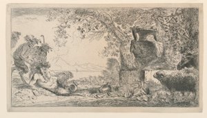 Pan sidder overfor en vase af Giovanni Benedetto Castiglione
