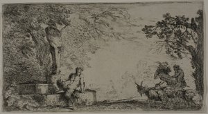 Satyr hviler under en Herm af Giovanni Benedetto Castiglione