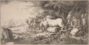 Dyrene på vej mod arken af Giovanni Benedetto Castiglione