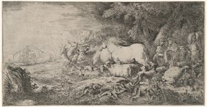 Dyrene på vej mod arken af Giovanni Benedetto Castiglione