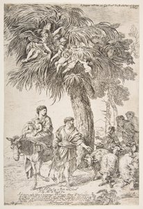 Den hellige familie på deres flugt til Egypten, ca. 1647. af Giovanni Benedetto Castiglione