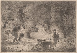 Tobit begraver de døde af Giovanni Benedetto Castiglione