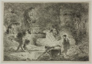 Tobit begraver de døde af Giovanni Benedetto Castiglione