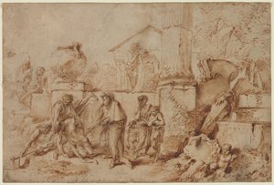 Tobit begraver de døde af Giovanni Benedetto Castiglione