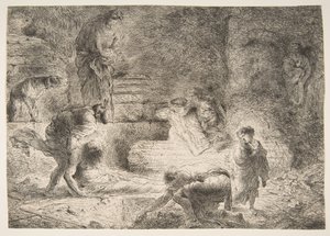 Tobit begraver de døde, ca. 1647-51. af Giovanni Benedetto Castiglione
