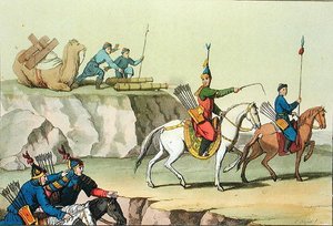 En flok fremrykkende soldater, illustration fra 