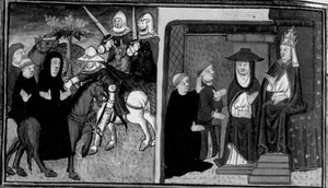 Decameron, Ghino di Tacco fanger abbeden af Clignì; abbeden går i forbøn for Ghino hos paven. Tiende dag, nyhed 2 af Giovanni Boccaccio