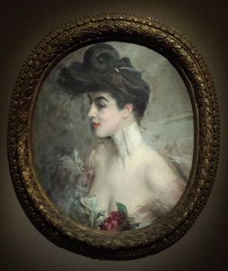 Boldini - Portræt af fru X., med perlekrave af Giovanni Boldini