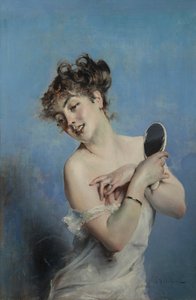 Afklædt ung kvinde Toilettet, ca. 1880 af Giovanni Boldini