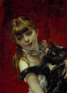 Pige med sort kat, ca. 1885 (olie på lærred) af Giovanni Boldini