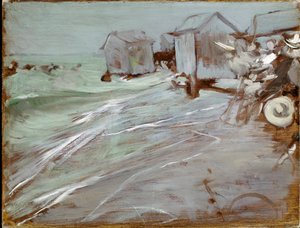 Oostende Strandmaleri af Giovanni Boldini (1842-1931) Dim. 27x35 cm Bologna, privat samling af Giovanni Boldini
