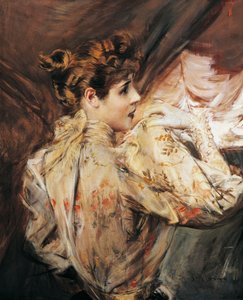 Portræt af Eleonora Duse (Vigevano 1858 - Pittsburgh 1924), italiensk skuespillerinde, Maleri af Giovanni Boldini (1842-1931) af Giovanni Boldini