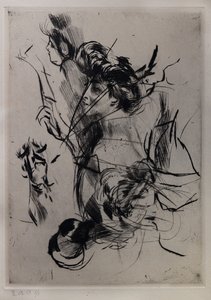 Portræt af en ung kvinde med figurer af Giovanni Boldini
