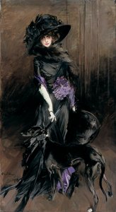 Portræt af Marchesa Luisa Casati med en mynde af Giovanni Boldini