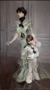 Portræt af fru Hugo og hendes søn, 1898. af Giovanni Boldini