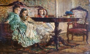 The Laskaraki Sisters af Giovanni Boldini (1842-1931), olie på træ af Giovanni Boldini