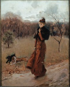 The Walk to the Park i Napoli (olie på lærred) af Giovanni Boldini
