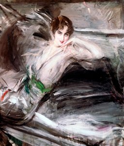 Kvinde sad på stol, c1860 af Giovanni Boldini